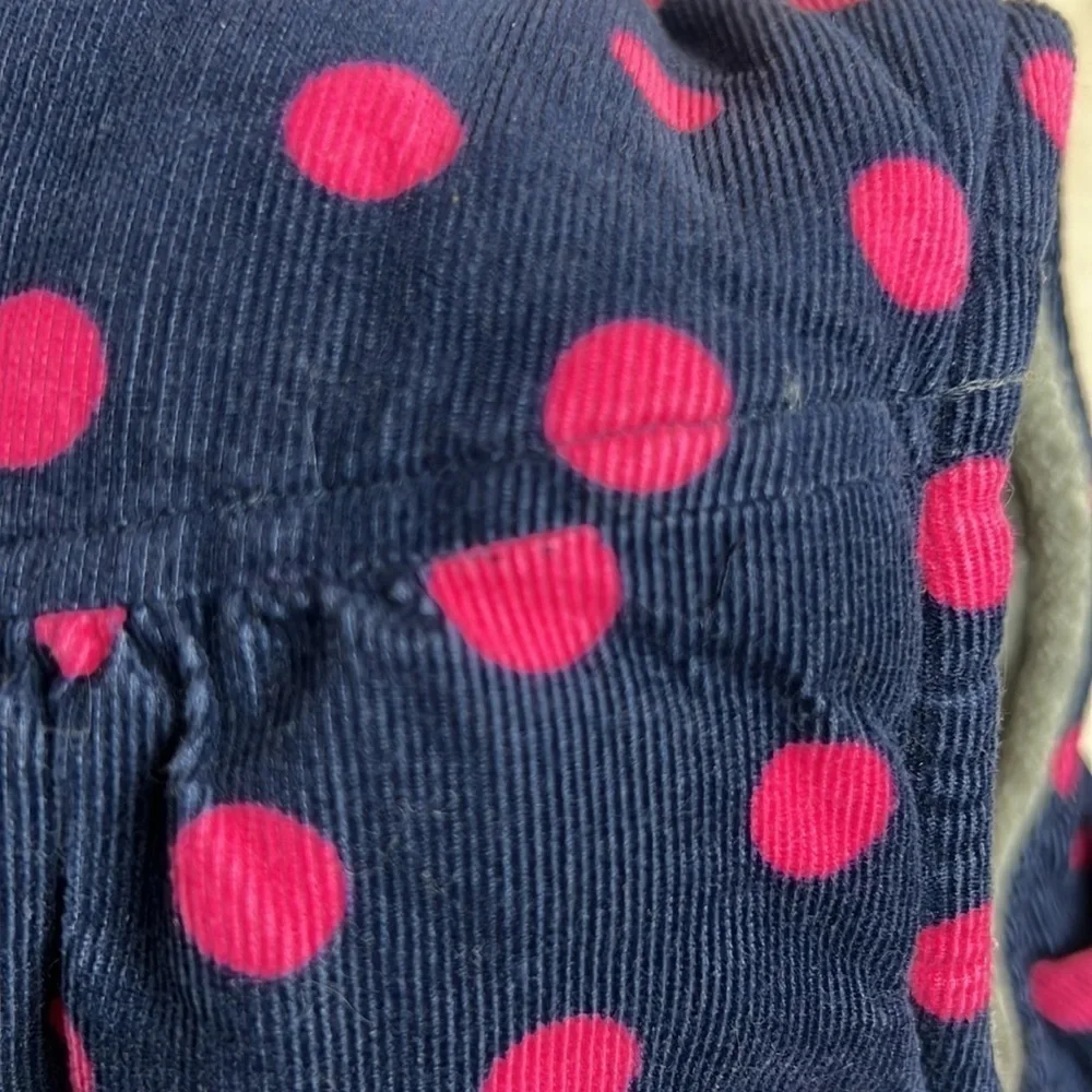 Carter's Girl’s Navy and Pink Polka Dot Corduroy Fleece Lined Puffy Vest - Sz 4t